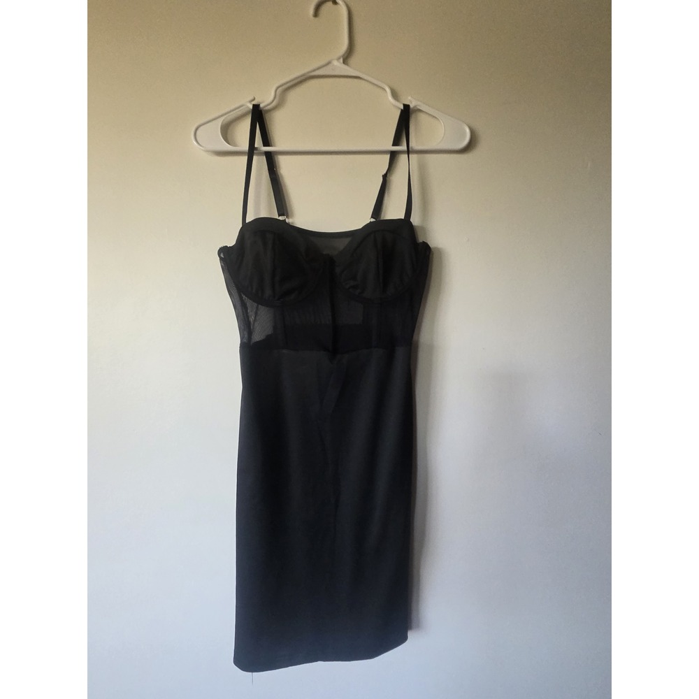 Black Mesh Corset Bodycon Mini Dress Sheer Bustier Night Out Dress